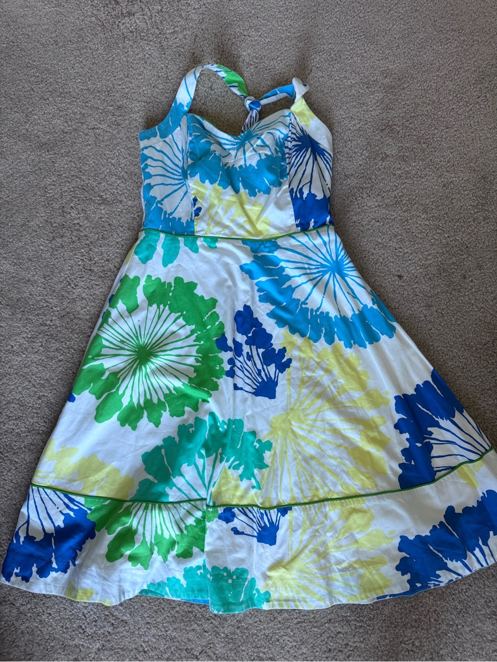 Lilly Pulitzer Blue, Green & Yellow Floral Halter Dress